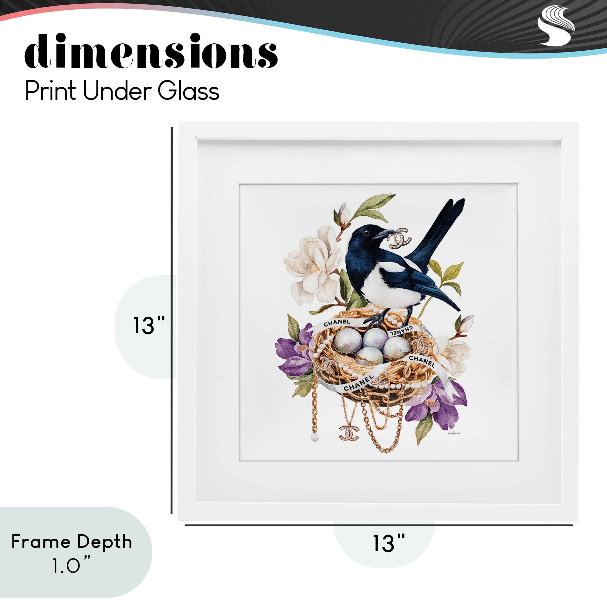 Stupell Industries Glam Birds Nest Magnolia White Framed Print Under Glass, design by Amanda Greenwood