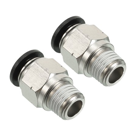 Uxcell 10mm x 1/4"NPT Male Thread Push to Connect Fittings Pneumatic Air line Quick Connect Fittings 2 Pack Silver