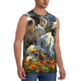 thumbnail image 2 of Fotbe Sunflower Field Spotted Dog Men's Camiseta sin Mangas Estampada para Hombres, Playera Casual para Gimnasio, Entrenamiento, Playa-3X-Large, 2 of 7