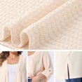 thumbnail image 5 of GRACE & GRANDEUR Women's Plus Size School College Lightweight Open Front Cardigans Hollow Out Crochet Knit Cardigan 3/4 Sleeve Side Slits Long Cover Up 1X Light Pink, 5 of 6