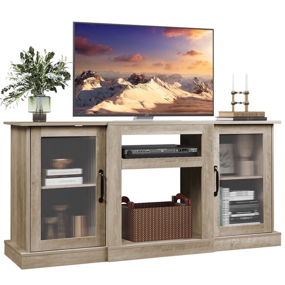 GALAXHERO TV Stand for 65 inch TV Media Console Cabinet with Storage and Open Shelves Entertainment Center for Living Room, Bedroom Greige
