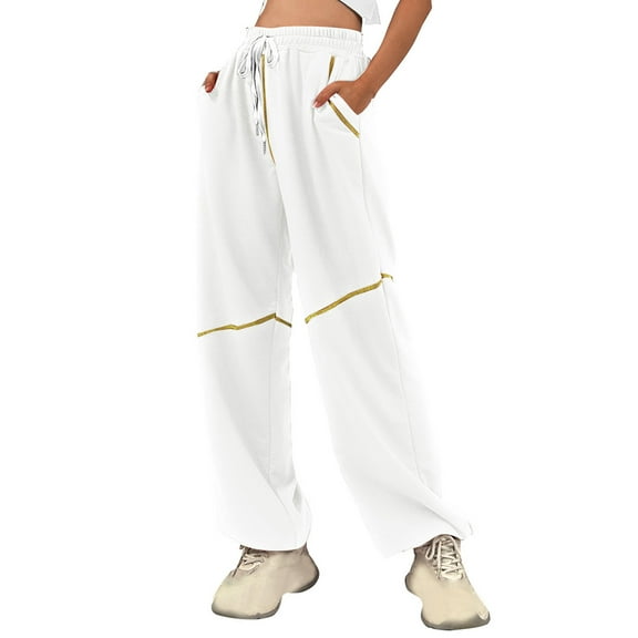 lmcalzta Sweatpants Women High Waisted Drawstring Workout Running Solid Color Casual Loose Joggers with Pockets