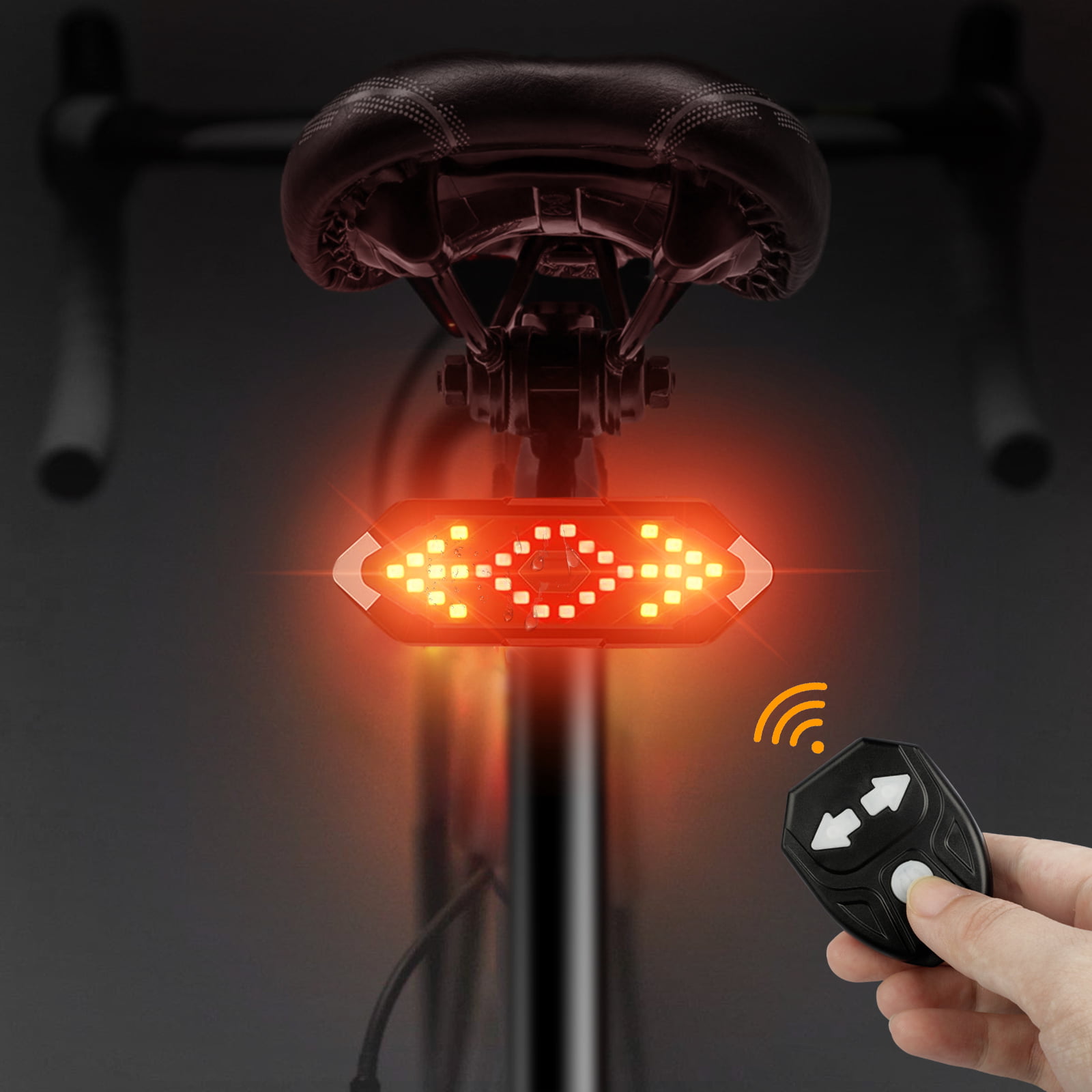 USB Rechargeable LED Waterproof Light Warning Light with Wireless Remote Control 5 Light Mode Bicycle Indicators Fancyes Bike Tail Light Turn Signal Lights