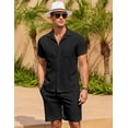 thumbnail image 4 of COOFANDY Men's 2 Pieces Casual Beach Outfits Short Sleeve Button Down Shirts Summer Short Set, 4 of 13