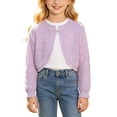 thumbnail image 6 of WQNVRNR Girls Button Cardigan- Lightweight Fashion Cute Fall Long Sleeve Casual Tops Purple Size 4, 6 of 7
