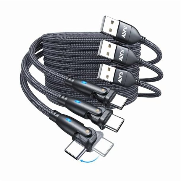 wonima11 USB C Cable 6ft(3Pack-6.6ft/6.6ft/6.6ft), 180° Rotation USB to USB C Cable/3A USB-C Fast Charger Cable/USB A to USB-C Cable/Type C Charging Cable/USB Charging Cord for Type C Device
