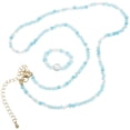 thumbnail image 3 of 1 Set Crystal Beaded Necklace Rings Trendy Clavicle Chain Finger Ring Jewelry for Women, 3 of 9