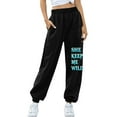 thumbnail image 4 of Tejiojio Clearance Women Solid Print Sweatpants High Waist Workout Wide Leg Pants Pocket Trousers Sporty Athletic Fit Jogger Pants, 4 of 7