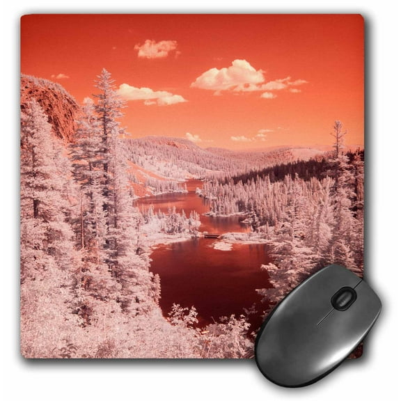 3dRose, USA, California, Mammoth Lakes. Infrared overview of Twin Lakes., MousePad
