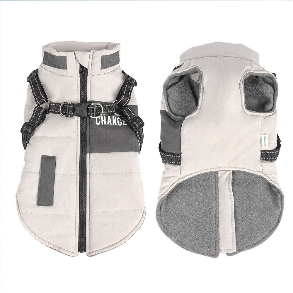 Didog Dog Jacket With Harness Warm Dog Clothes Waterproof Puppy Coat Chihuahua French Bulldog