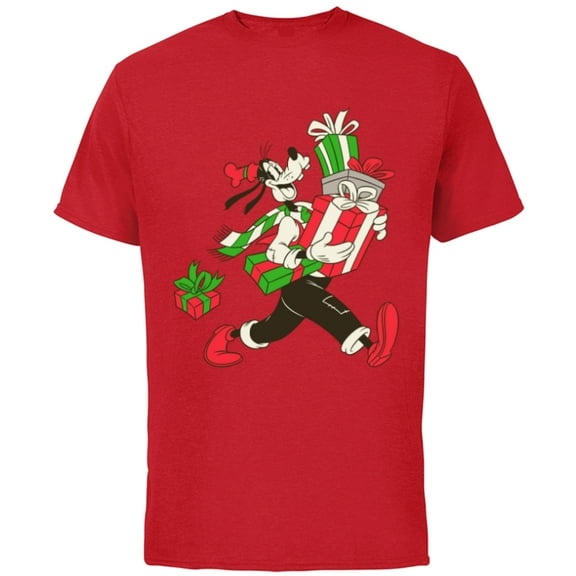 Disney Vintage Goofy Holiday Presents - Short Sleeve Cotton T-Shirt for Adults -Customized-Red