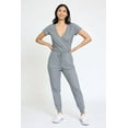 thumbnail image 4 of Solid Short Sleeve Surplice Jogger Jumpsuit | 5 Colors | S-3X, 4 of 29