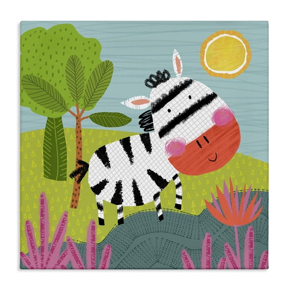 Stupell Industries Eclectic Whimsical Zebra in Nature Canvas Art, 17 x 17, by Tina Finn