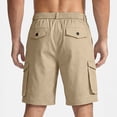 thumbnail image 5 of KeShDi Cargo Shorts Mens Workout Shorts Sleep Shorts Men's Solid Color Pocket Bandage Button Elastic Waist Casual Fashion Cargo Shorts Khaki 2X, 5 of 7