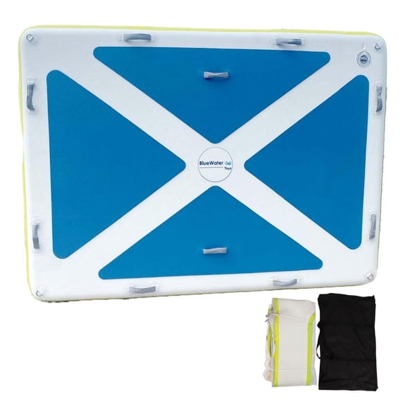 Blue Water Toys Four Person Inflatable Swim Deck with Non-Slip Surface, Swimming Water Platform & Floating Lounge Dock, 8' x 6'