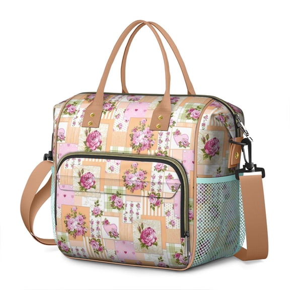 Pioneer Flower Floral Print Pattern Womens Lunch Box for Work,Insulated Large Lunch Bag for Tween and Teen,Loncheras Para Mujer,Leakproof Adult Lunch Bag for Work,Beach,Travel,Picnic,Camping