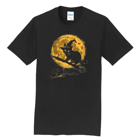 NEW Infusion Lifestyle Witch Cat Black Graphic T-Shirt Sizes S-4XL