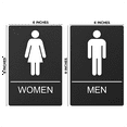 thumbnail image 3 of ASSURED SIGNS Restroom Sign for Wall | Bathroom Signs | 9 by 6" | Black Acrylic | ADA Compliant with Braille | Includes Adhesives | Ideal for Office or Home, 3 of 7