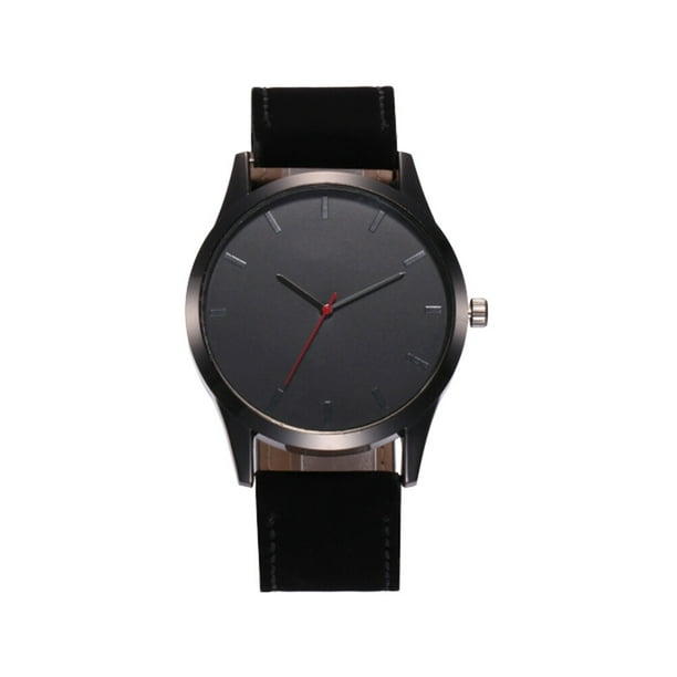 EeaseMX Reloj de pulsera analógico de cuarzo para hombre, diseño sencillo, correa de cuero, estilo clásico, de lujo (negro)