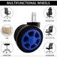 thumbnail image 3 of Gaming Chair Casters, Replaceable Replacement Wheels with Anti-Fall Function and Smooth Gliding (5 Pieces/Set, Blue), 3 of 5