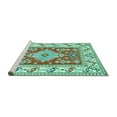 thumbnail image 2 of Ahgly Company Machine Washable Indoor Square Geometric Turquoise Blue Traditional Area Rugs, 8' Square, 2 of 4