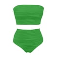 thumbnail image 5 of Women's Strapless Bandeau Bikini Set, High Waist Ruched Textured Two Piece Swimwear for Beach & Pool, 5 of 5