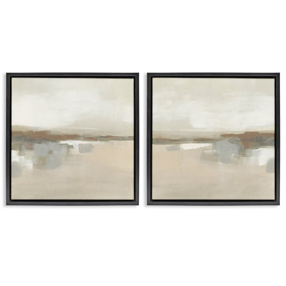 Stupell Industries Earthy Landscape Impressions Abstract Painting Black Floater Framed Canvas Art Print Wall Art, 18 x 18, Set of 2