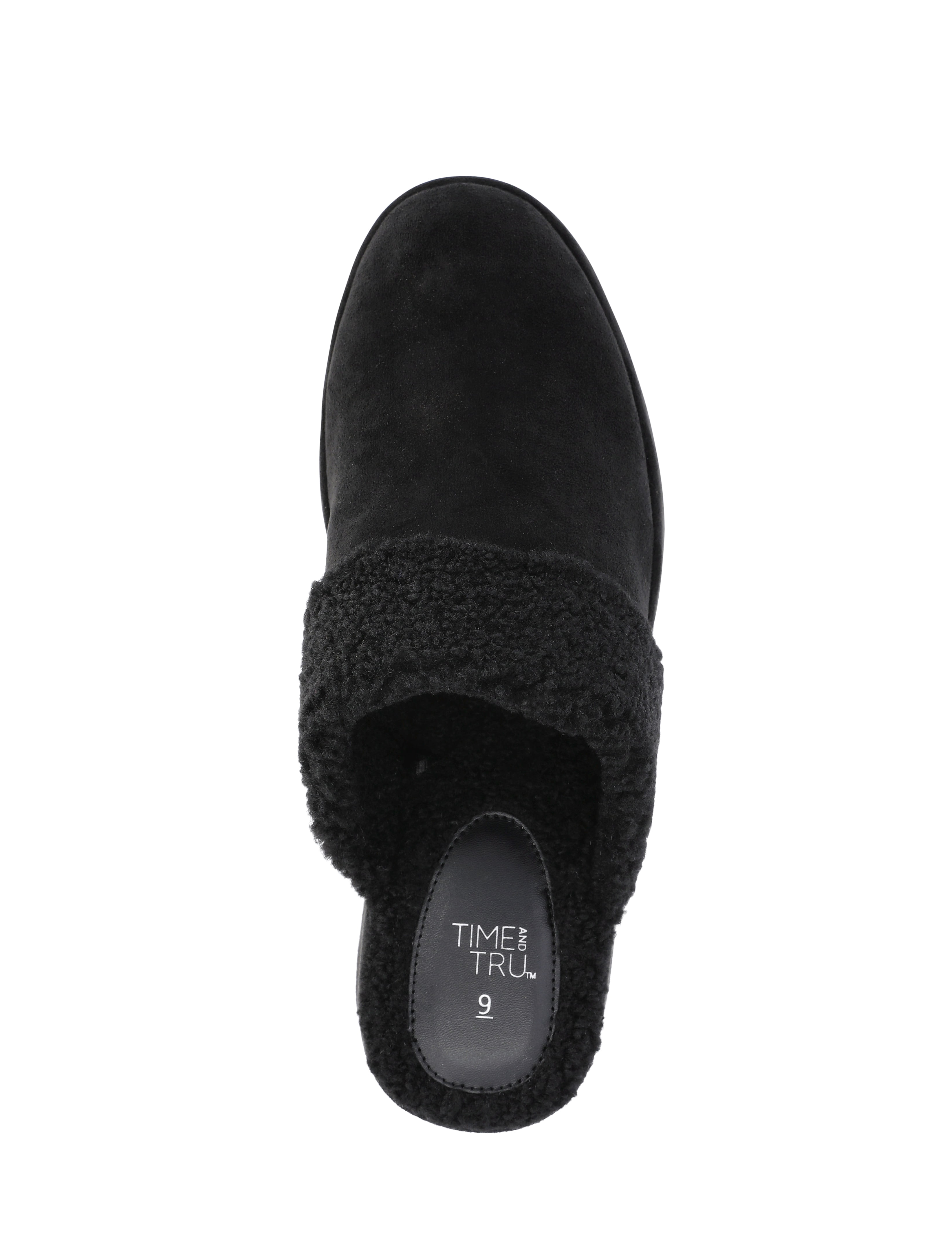 Time and Tru Women's Faux Shearling Wedge Clogs