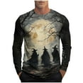 thumbnail image 2 of YOIAVAIOY Mens Halloween Pumpkin Shirts Cute Ghost Graphic Tee Shirt Crew Neck Long Sleeve Fall Tops Loose Fit Casual Blouse Tees Black M, 2 of 5