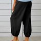 thumbnail image 5 of Pantalones harén holgados de lino con corte en forma de farol para mujer, estilo informal, hasta el tobillo, pantalones holgados de verano con bolsillo, 5 of 5