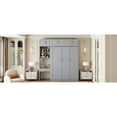 thumbnail image 4 of Queen Size Wall Murphy Bed with Top Cabinet,Shelves  and  Wardrobe, Space Saving Foldable Bed,Gray(old sku:N708S00022E), 4 of 20