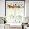 thumbnail image 3 of Thanksgiving 3 Piece Kitchen Curtains Tiers and Valances Set, Fall Orange Pumpkin Maple Leaves Sunflower Vintage Beige Rod Pocket Short Window Tiers Curtains Panel and Valance for Cafe Bathroom, 3 of 6