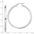 thumbnail image 3 of 925 Sterling Silver Rhodium-plated 3x50mm Princess Square Tube Hoop Earrings; for Adults and Teens; for Women and Men, 3 of 3