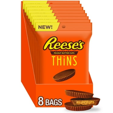 Reese's Thins Milk Chocolate Peanut Butter Cups Candy, Bags 3.1 oz, 8 Count