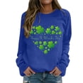 thumbnail image 1 of Gibobby Sudadera con forro polar Mujer Sudadera con capucha informal con cuello redondo y mangas en los hombros con estampado parcial de cuatro para mujer (Azul, XL), 1 of 4