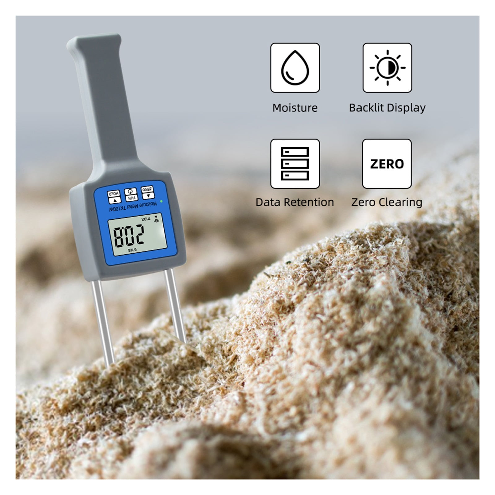 TK100W Hygrometers Wood Sawdust Powder Hay Bale Peat Moisture Meter Hygrometer Humidity ,Wide Applications