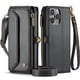 thumbnail image 4 of Cartera multifuncional con tapa de flip para teléfono, cuero, negro, para iPhone 15, 4 of 9