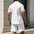 thumbnail image 4 of Ohufall Summer Lounge Outfits for Men Casual Solid Button Down Lapel T-shirts with Shorts 2 Piece Matching Lounge Sets with Pockets, 4 of 4