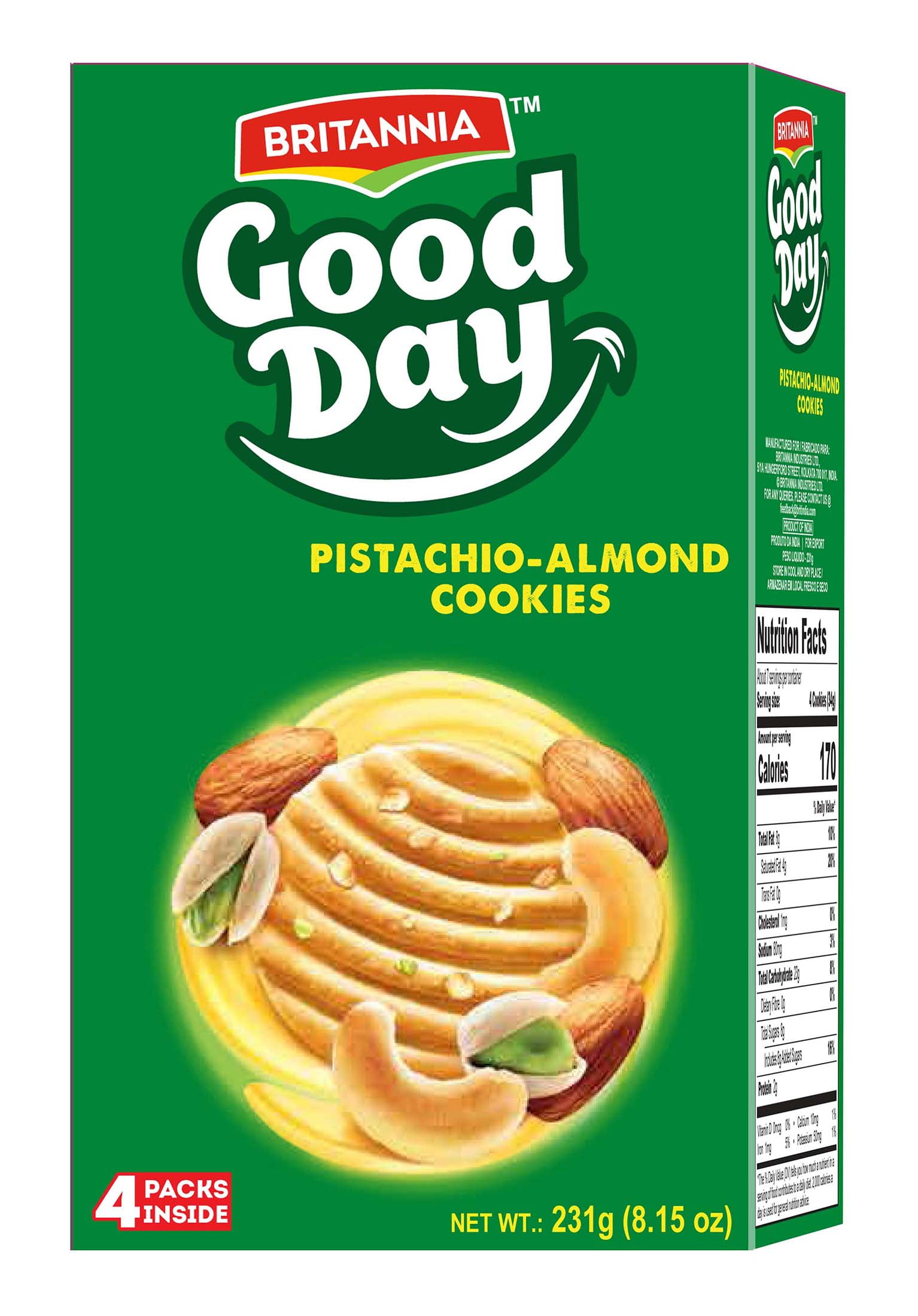 Britannia Good Day Pistachio-Almond Cookies, 8.15 oz