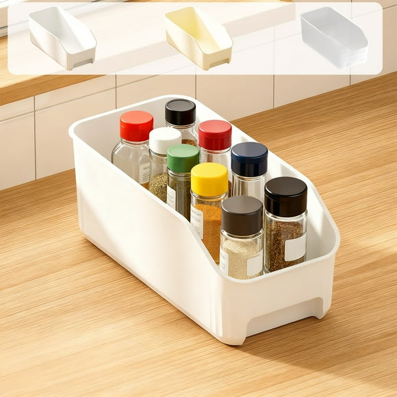 Kitchen Storage Cabinet Bins, Narrow Space Organizer, Sturdy Plastic Stackable Design, For Home Pantry, Snack & Condiment Sorting, Versatile Household Basket, Utility Storage Container