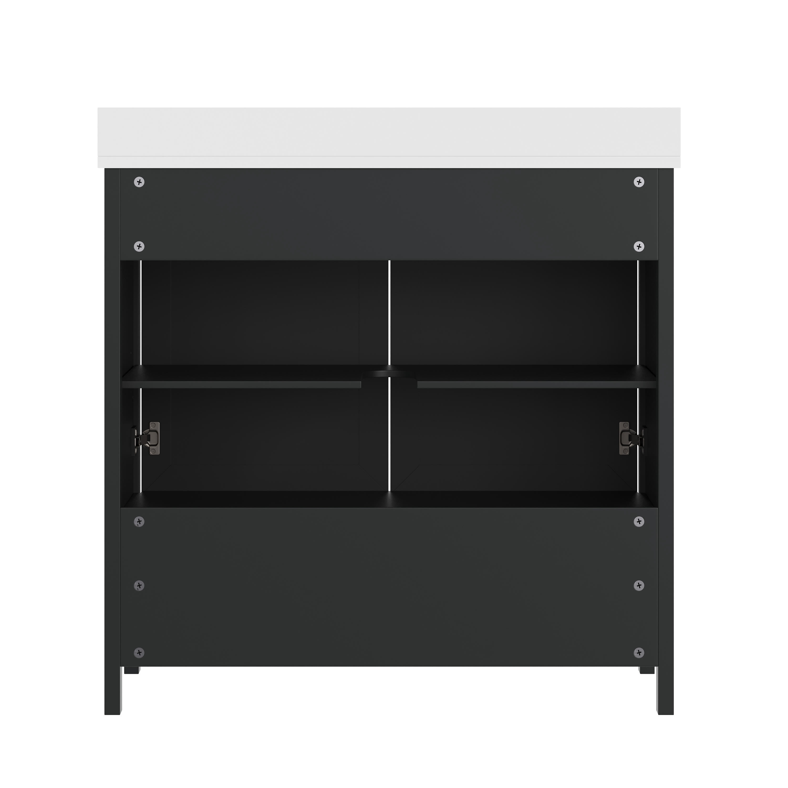 Flash Furniture Haven 36" Bathroom Vanity with Sink and Storage Cabinet Black/Gold (FSBN436KDBKHGD)