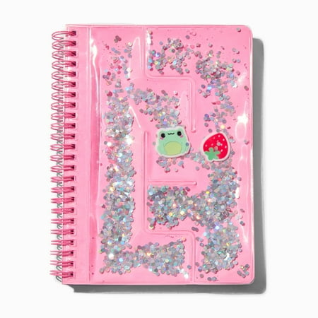 Claire's Pink Glitter Cover Notebook with Frog and Strawberry Charm