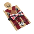 thumbnail image 4 of Conjunto de tirantes y pajarita para niños. Incluye 3 clips metálicos en forma de Y. Tirantes ajustables con elástico para disfraces formales. borgoña, 4 of 10