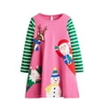 thumbnail image 2 of NIEWTR Little Girl Toddler Girls Clothes Christmas Dresses Longsleeve Cartoon Dress Striped Casual T Shirt Skirt For Kids Baby Girls Home School Parties Christmas(3-4 Years,Z05-Hot Pink), 2 of 7