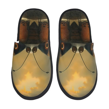 Balery Majestic Butterfly Sunset Slient Indoor Furry Fleece Comfort House Shoes Soft Non-Slip Home Shoes Cotton slippers House Slippers-- Medium
