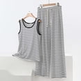 thumbnail image 2 of Fsgntruao Plus Size Pajama Set for Women Striped Sleeveless Tank Tops with Wide-Leg Long Pant Casual Nightwear Sleepwear, 2 of 5