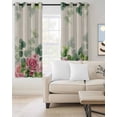 thumbnail image 2 of Spring Pink Roses Kitchen Curtains Pastoral Eucalyptus Leaves Rustic Burlap Cafe Short Curtains for Bathroom Blackout Window Curtain Small Window Treatment Drapes for Bedroom Living Room 42"x45"x2, 2 of 9