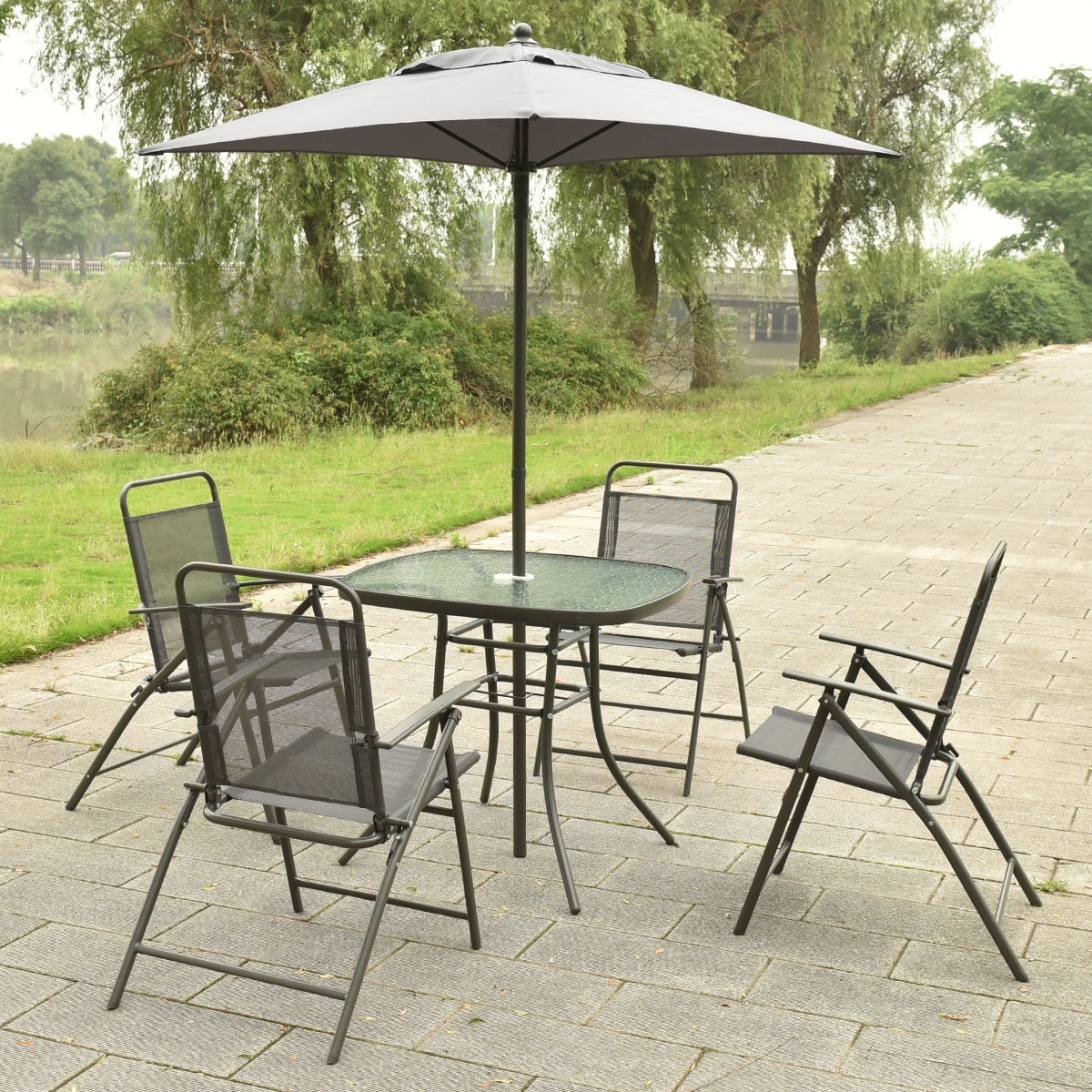 Costway Patio Garden Set Furniture With Folding Chairs Table Costway Patio Garden Set Furniture With