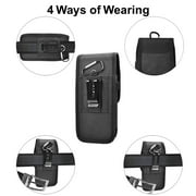 TSV Belt Phone Pouch, Nylon Cell Phone Holster, Pocket Carrying Pouch Fit for iPhone, Samsung Galaxy, Black