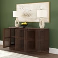 thumbnail image 5 of Plank+Beam Contour Solid Wood Sideboard with 3 Doors, 59" TV Stand for Living Room, Walnut, 5 of 14